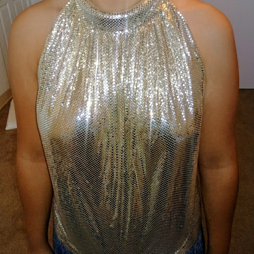 Vintage mesh halter top by Whiting and Davis